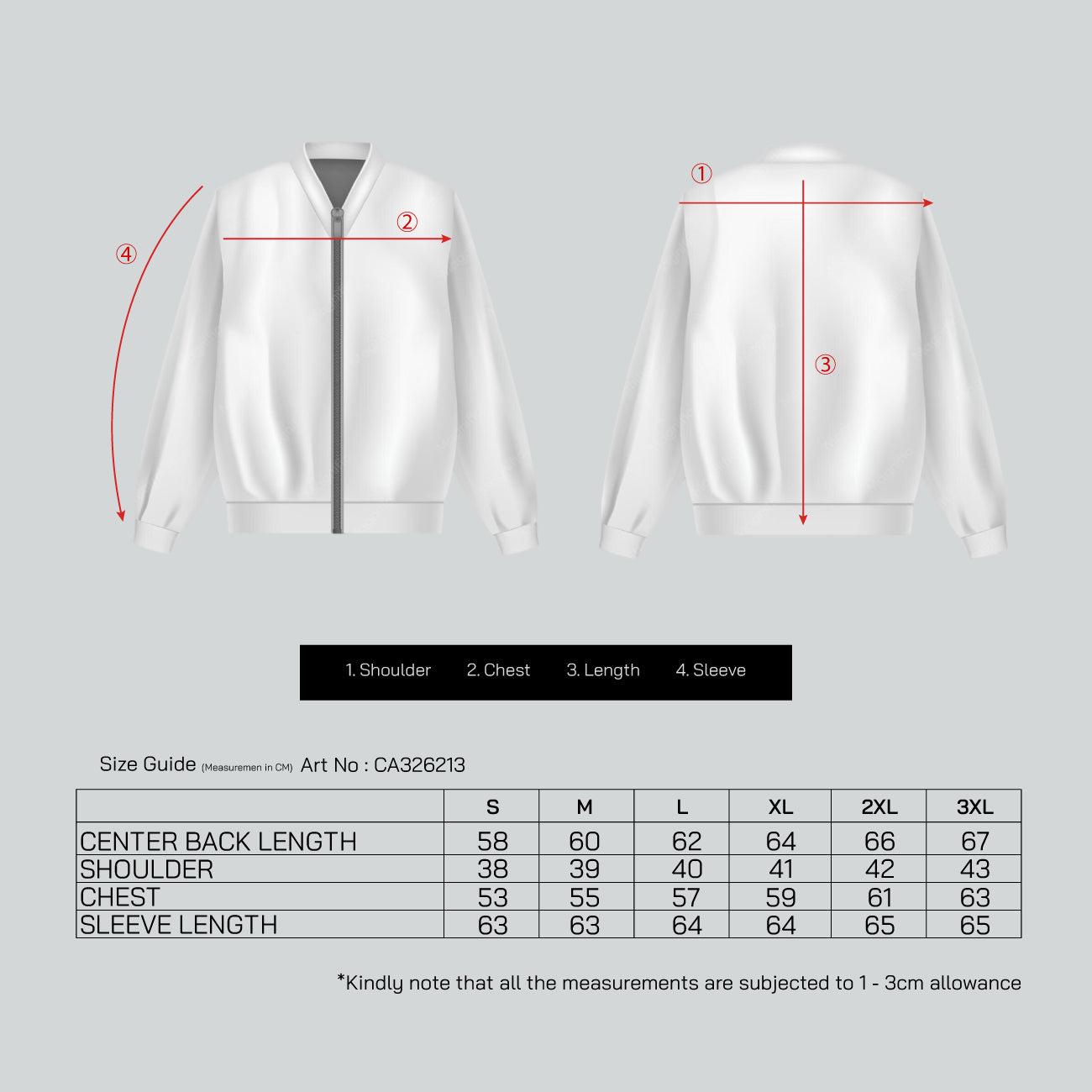 LADIES FLEECE CARDIGAN - CA326213 size chart